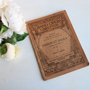 Vintage 1930s Music Booklet, Grand Opera Librettos, Samson And Delilah,